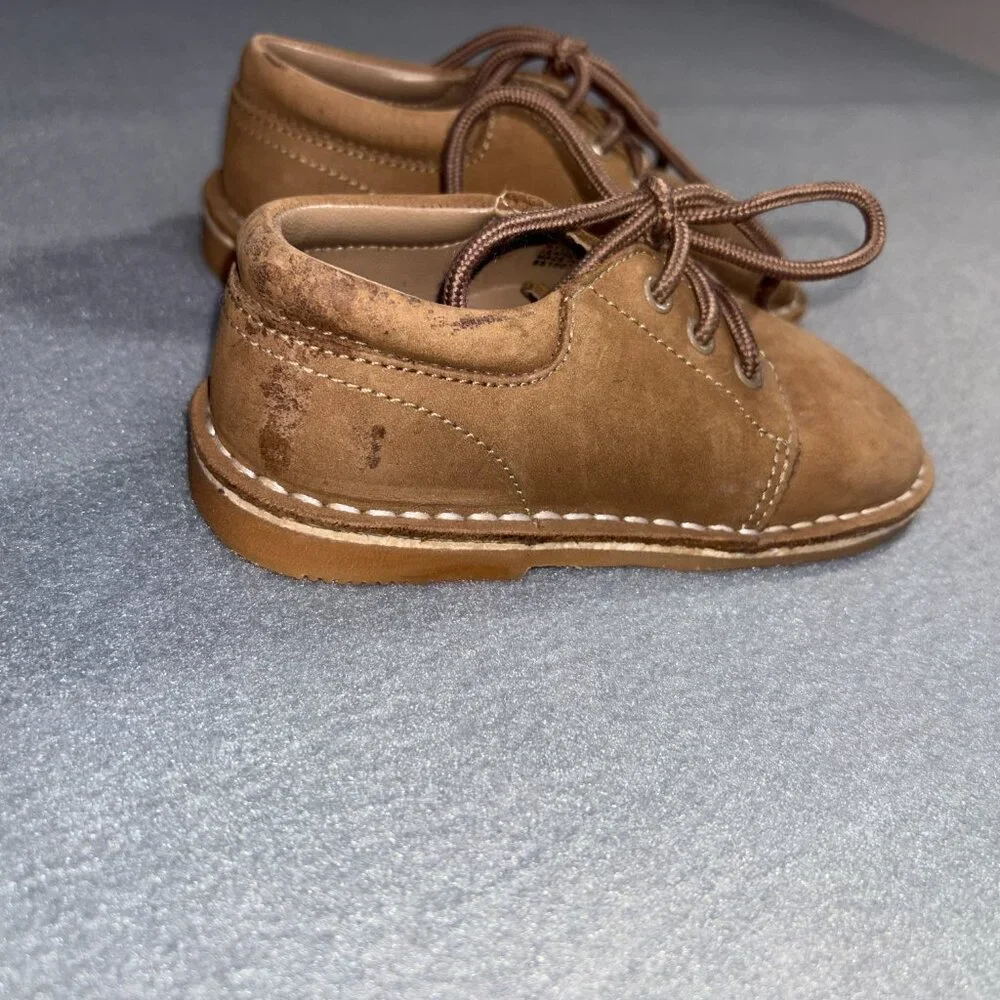L'Amour Tyler Nubuck Leather Lace-Up Oxford Brown Preppy Dressy Toddler sz 9